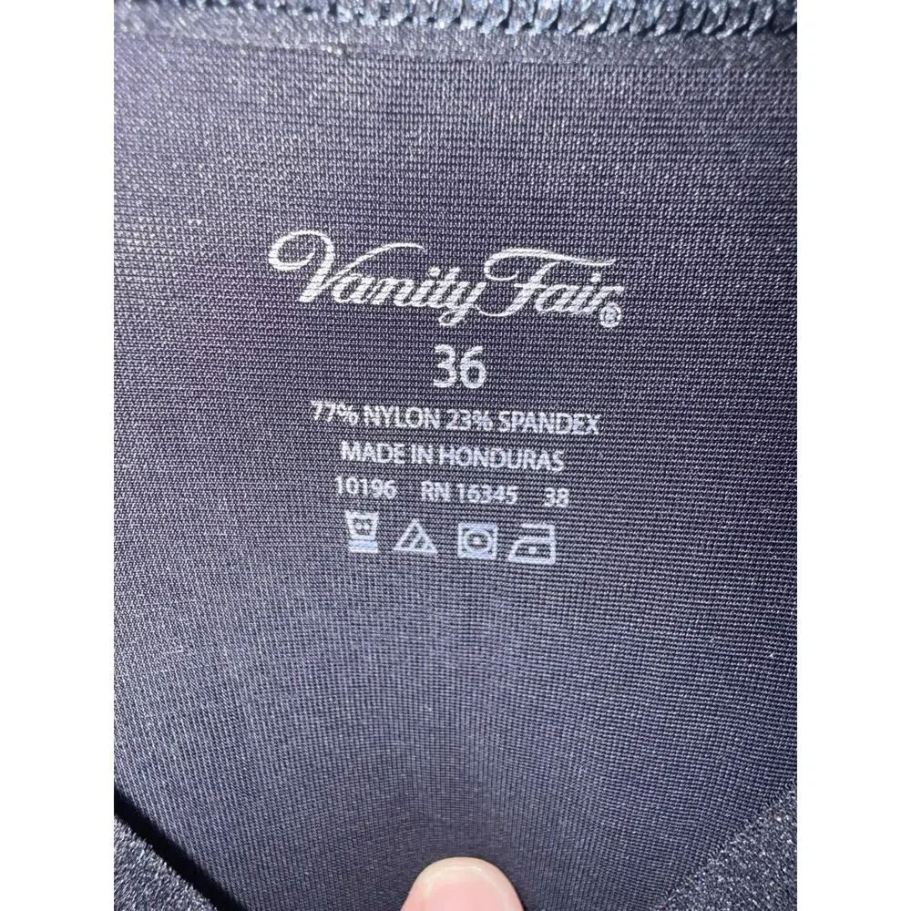 Vanity Fair Black Silky Nylon Slip Dress Nightgown Women’s 36 90s Vintage